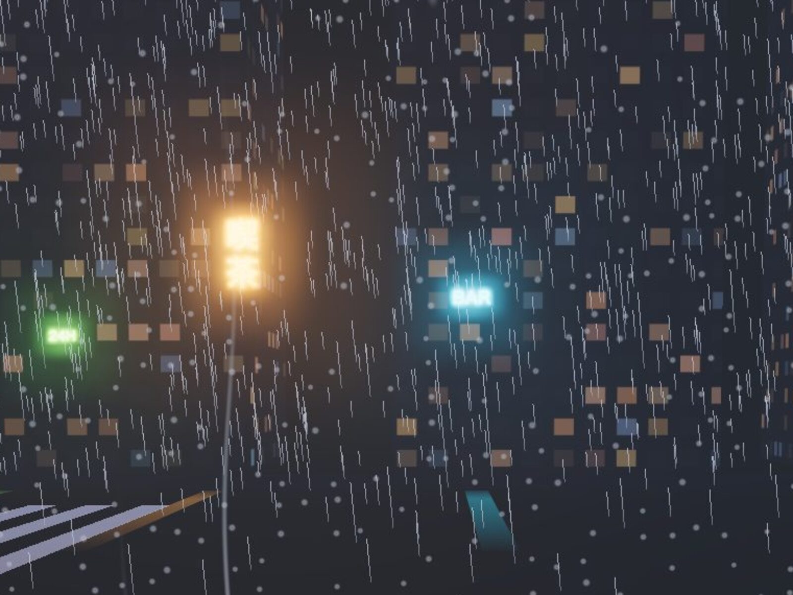 FLUXO Tokyo on a rainy night